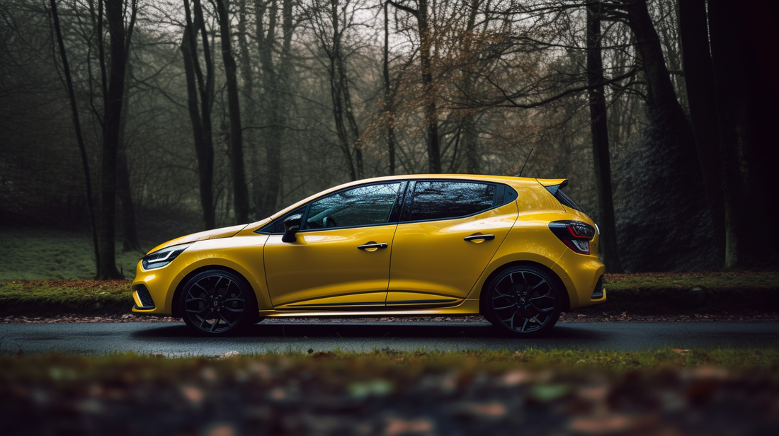 A yellow Renault Clio RS