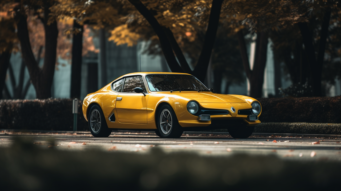 a classic Renault sports car in yellow