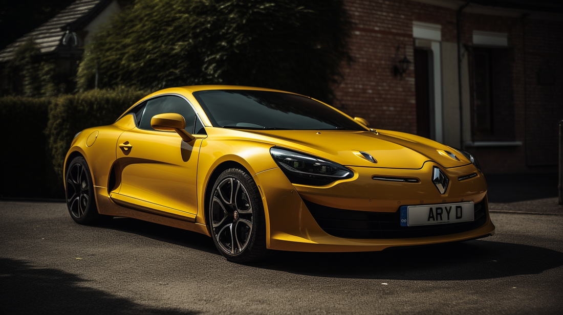 a yellow Renault sports car